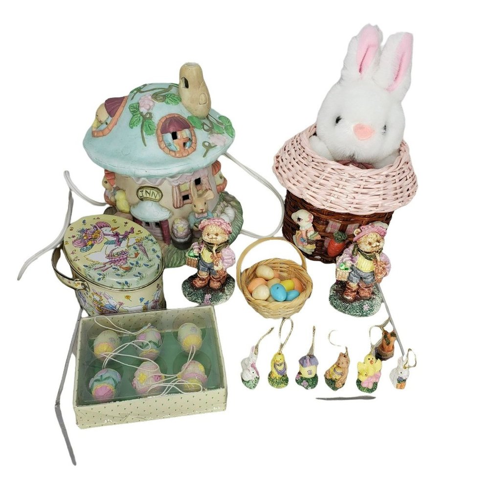 Vintage 90's Easter Holiday Light Up Egg House Lamp Hanging Decorations